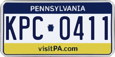 PA license plate KPC0411