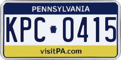 PA license plate KPC0415
