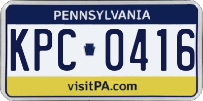 PA license plate KPC0416