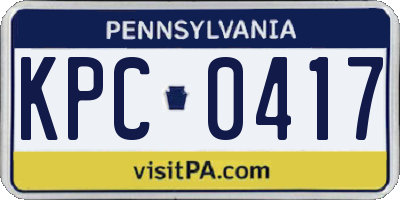 PA license plate KPC0417