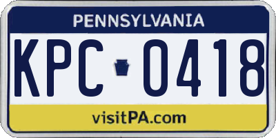 PA license plate KPC0418