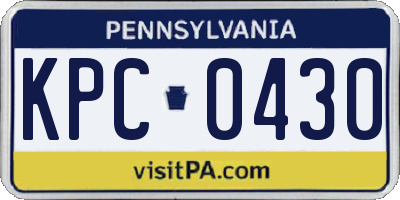 PA license plate KPC0430