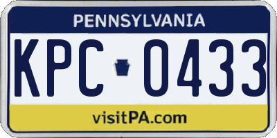 PA license plate KPC0433