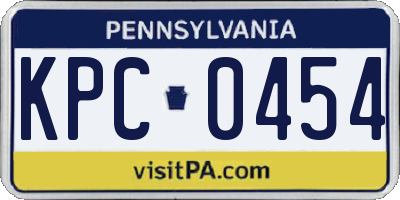 PA license plate KPC0454