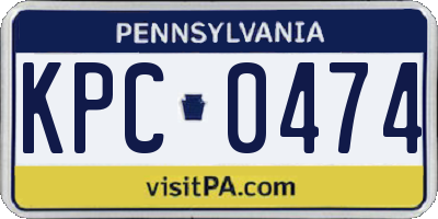 PA license plate KPC0474