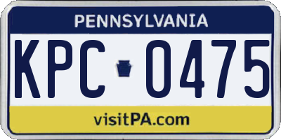 PA license plate KPC0475