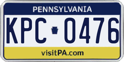 PA license plate KPC0476