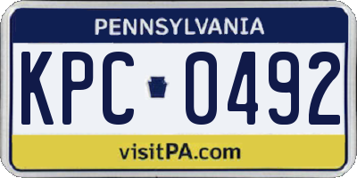 PA license plate KPC0492