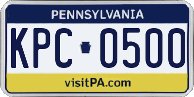 PA license plate KPC0500