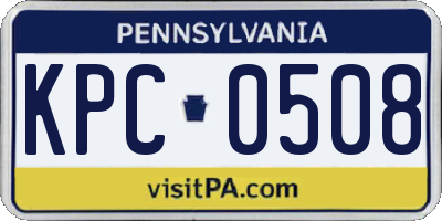 PA license plate KPC0508