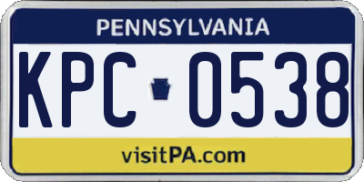 PA license plate KPC0538