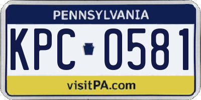 PA license plate KPC0581