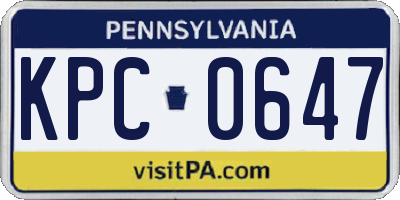 PA license plate KPC0647