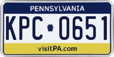 PA license plate KPC0651