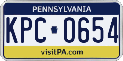 PA license plate KPC0654