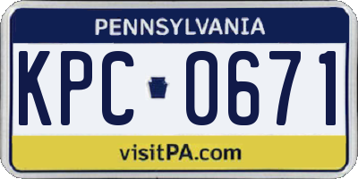 PA license plate KPC0671