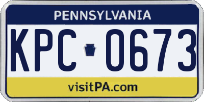 PA license plate KPC0673