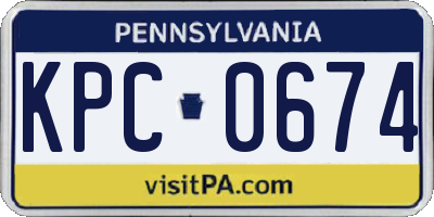 PA license plate KPC0674