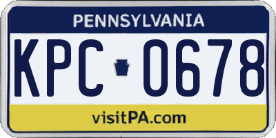 PA license plate KPC0678