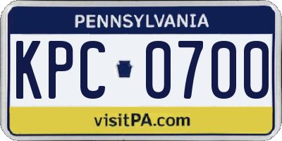 PA license plate KPC0700