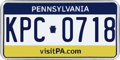 PA license plate KPC0718