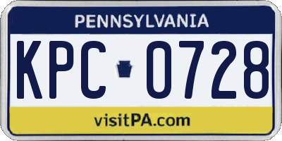 PA license plate KPC0728