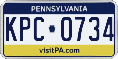 PA license plate KPC0734