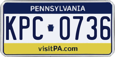PA license plate KPC0736