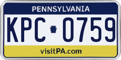 PA license plate KPC0759