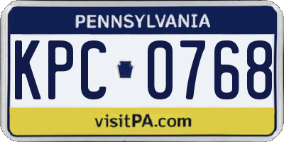 PA license plate KPC0768