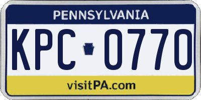 PA license plate KPC0770