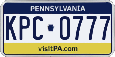 PA license plate KPC0777