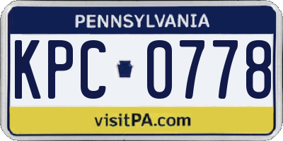 PA license plate KPC0778