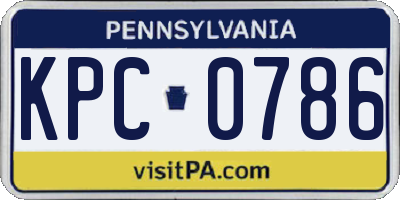 PA license plate KPC0786