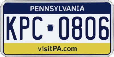 PA license plate KPC0806