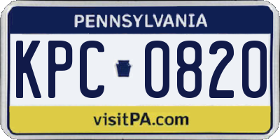PA license plate KPC0820