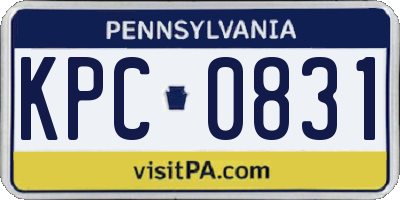 PA license plate KPC0831