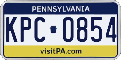 PA license plate KPC0854