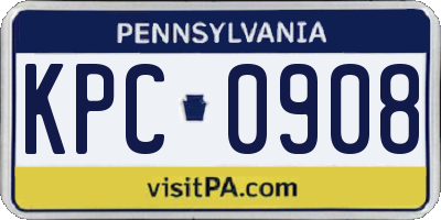 PA license plate KPC0908