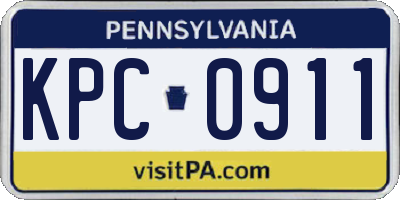 PA license plate KPC0911