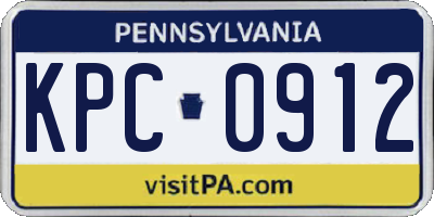 PA license plate KPC0912