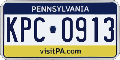 PA license plate KPC0913