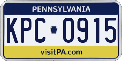 PA license plate KPC0915