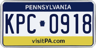 PA license plate KPC0918