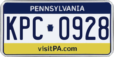 PA license plate KPC0928