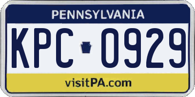 PA license plate KPC0929