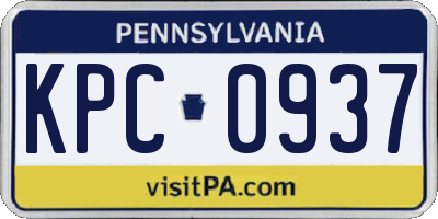 PA license plate KPC0937