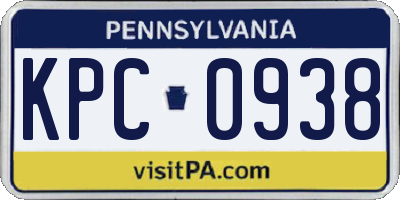 PA license plate KPC0938