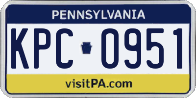 PA license plate KPC0951