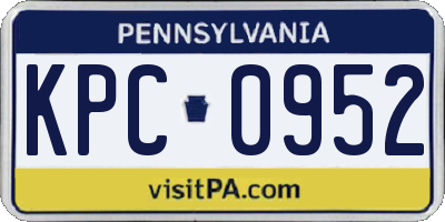 PA license plate KPC0952